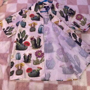 Cactus Print Button Up Shirt